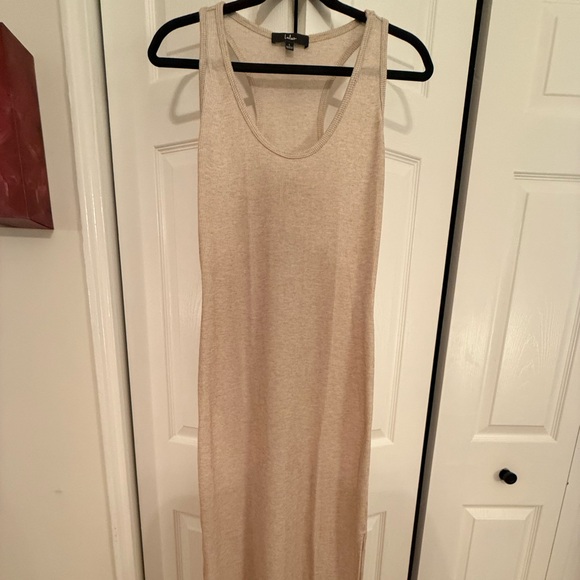 Lulus Relaxed But Not Least Beige Ribbed Sleeveless Maxi Dress - Size L - Picture 2 of 6